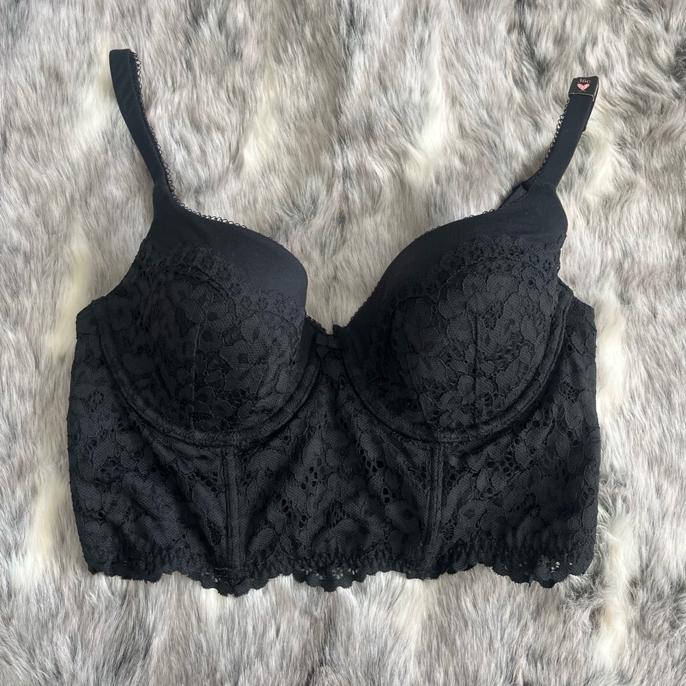 NEW VS BODY by Victoria Lined DEMI BRA BLACK SZ 36C